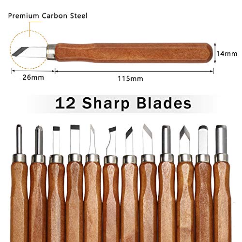 WANDIC - Set di 12 Utensili per Intaglio in Legno