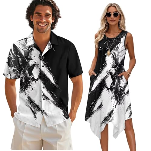 TOADDITDO Bold Eagle Matching Couple Outfit Mens Summer Short Sleeve