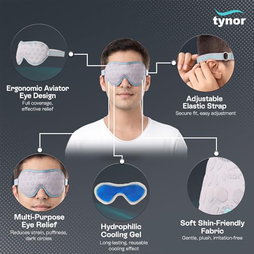 Image of Tynor Eye Cool Pack, for Relief from Eye Strain, Puffiness & Headaches | Reusable & Flexible Cold Compress, Soft Gel Material |Universal (Blue, 1 Unit)