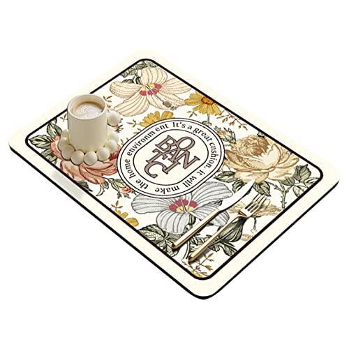 Tapis de séchage en microfibre, tapis de drainage de cuisine anti-dérapant super absorbant isolé, tapis d'évier de cuisine en nanofibre à séchage rapide à 3 couches, tapis de séchage pour verre, assie