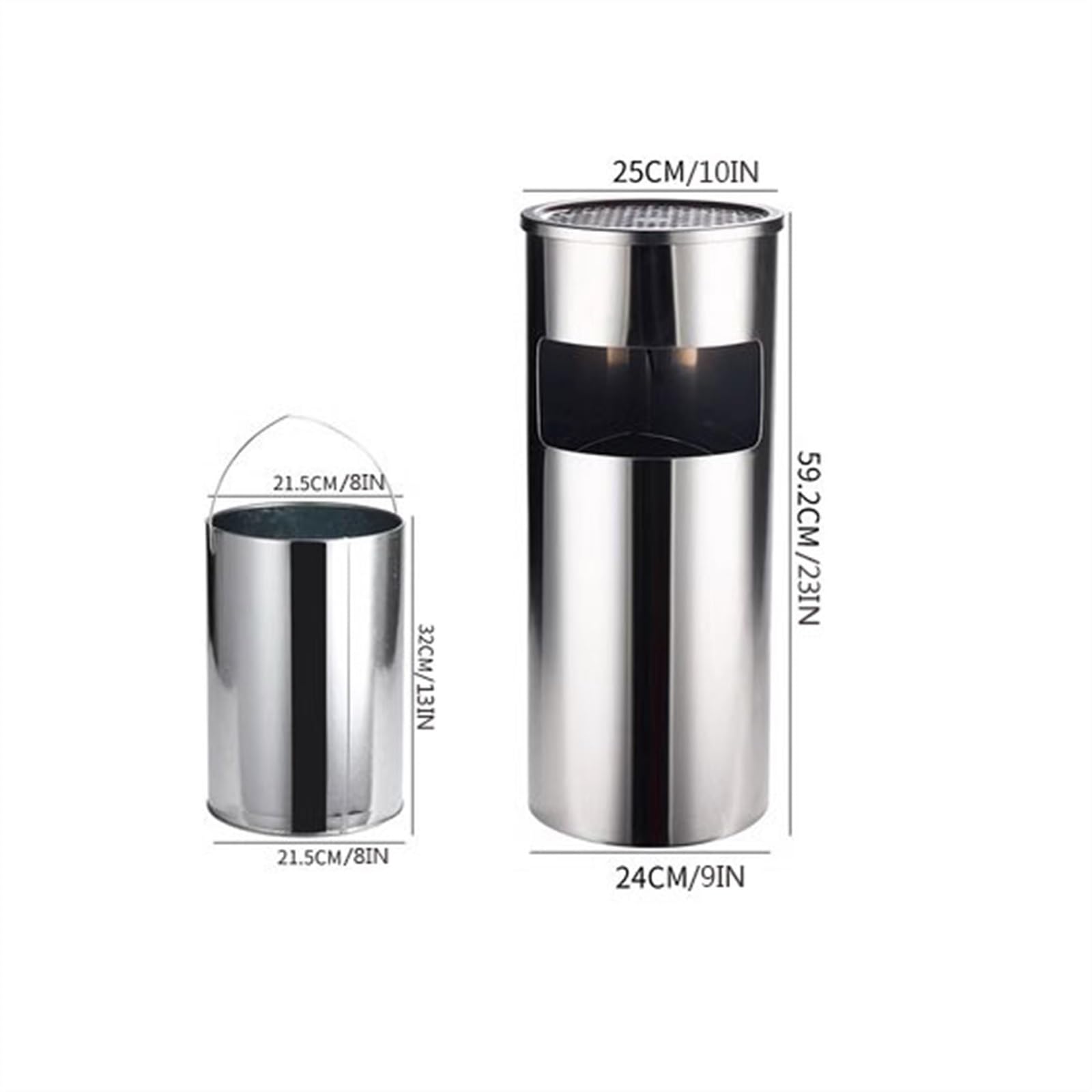 DFEDHF Garbage Cans Stainless Steel Garbage Can Commercial Vertical Cigarette Butt Column Outdoor Smoking Area Elevator Entrance Extinguisher Can Outside Trash Bin(A-One Size)