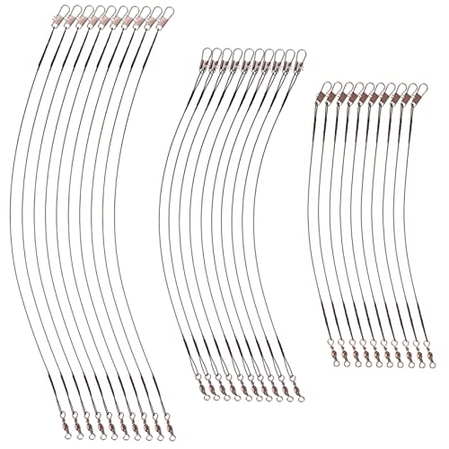 BESPORTBLE 4sets Metal Fishing Lines Steel Wire Leaders for Saltwater Fishing Tackle with Snap Swivels 30pcs*4