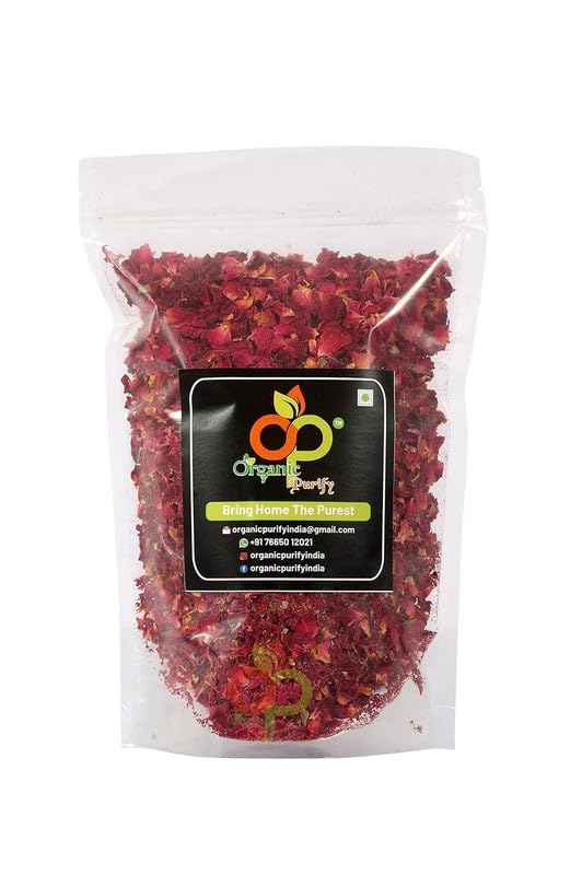 ORGANIC PURIFY Dried Rose Petals Leaf | Gulab Patti 100Gm (100% Edible) Sun-Dried | Herbal Tea | Decoration on Foods| For Beautiful Hair & Skin, Powder-image-21