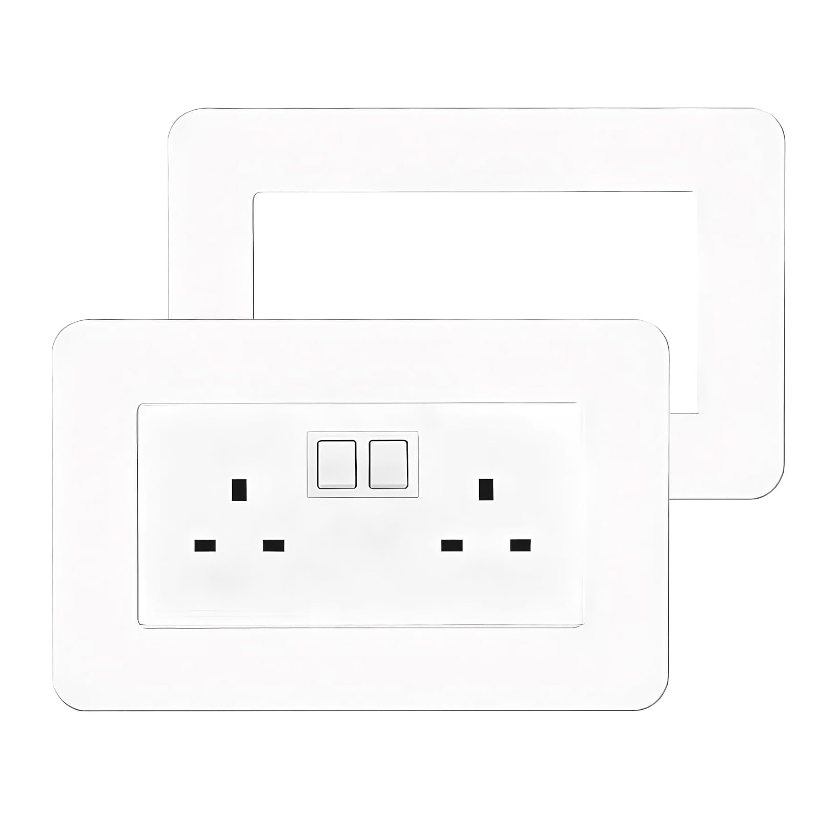 Whitedouble Socket Surround 2PCS 14.8×8.6cm Plug Socket Surround Plates for Double Light Switches Home Wall Switch Decoration Durable and Easy Clean