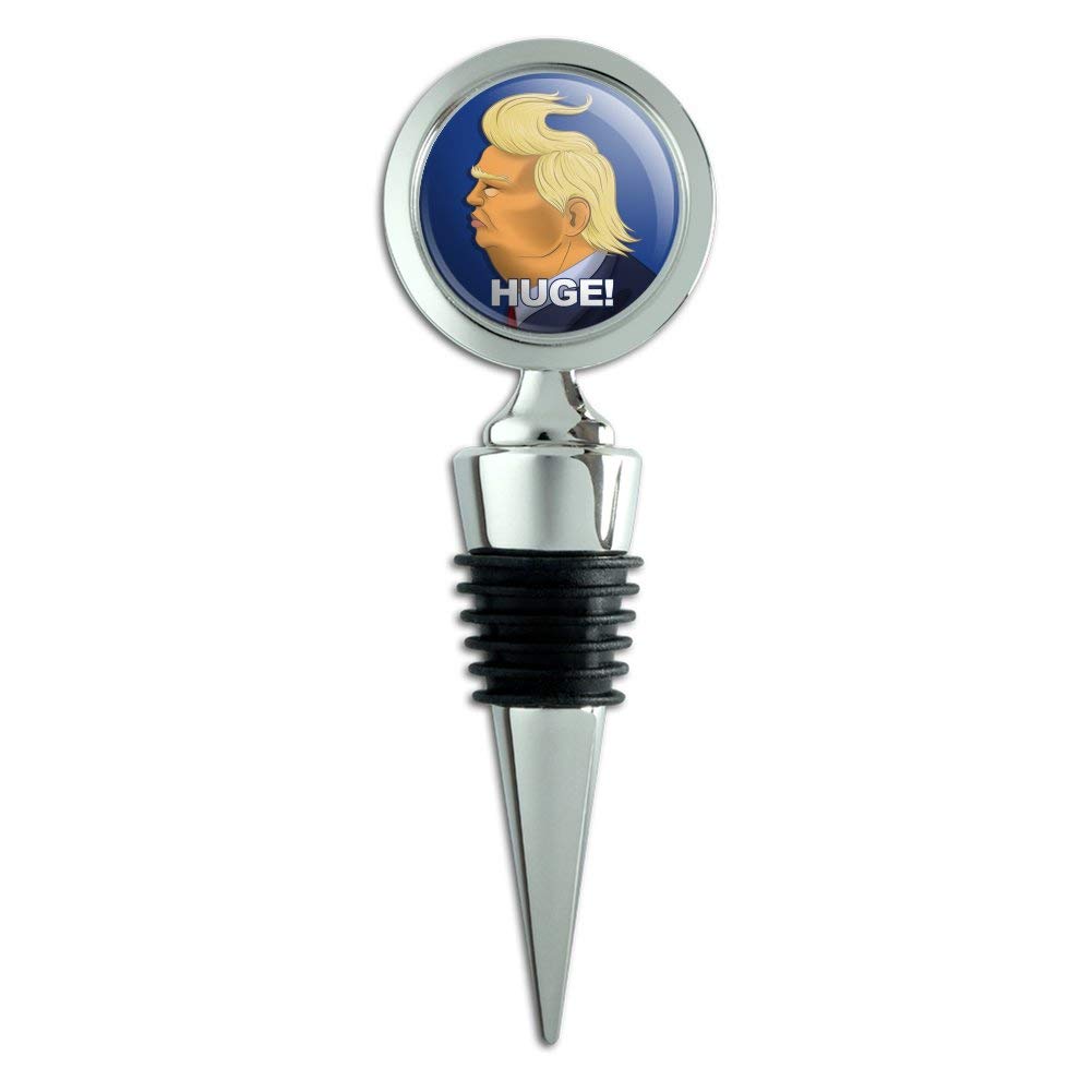 Huge! Donald Trump Caricature with Wind Blowing Hair Funny Wine Bottle Stopper