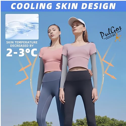 Image of PulGos Combo - UV Protection Arm Sleeves for Men & Women with Thumb Hole | UPF 50 Sun Protection Sleeves for Cricket, Cycling, Running & Bike Riding | Breathable & Cooling Fabric for All-Day Comfort