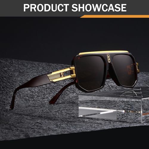 Image of Retro Polarized Pilot Sunglasses Men Women Vintage Square Metal Designer Style 80s Shades Eyewear