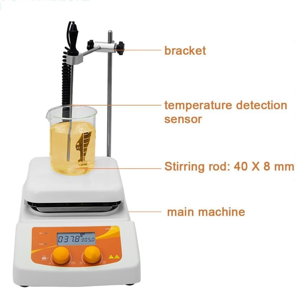 Led Digital Hotplate Magnetic Stirrer Hot Plate with Ceramic Coated, 380℃ Magnetic Mixer with Over Temperature Protection, 5L Stirring Capacity, 1500Rpm, for Laboratory, Home, Teaching