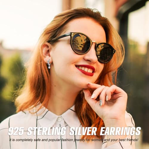 Cycuff 925 Sterling Silver Hoop Earrings Colorful Cubic Zirconia Jewelry Drop Earrings for Women Set Earring Gifts for Her4