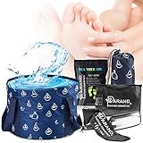 FOOT SPA KIT with Tea Tree Oils and Epsom Salts Soak, Steel File Callus Remover and Portable Tub for Soaking Feet, Soften Dry Cracked Heels, Therapeutic Skincare