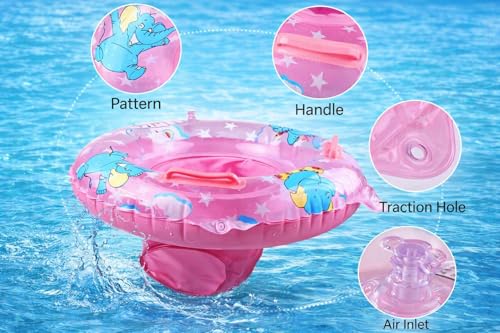 Image of Inflatable Kiddie Float | Water Baby Floater for Kids| Safe Anti-flip Diaper Style Swim Tube Rider| Swim Pool Tube for Toddlers|Multicolor Cute Swimming Pool Safety Seat (ROUND FLOAT PINK)