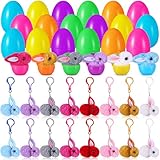 Kenning 24 Pack Prefilled Easter Eggs with Bunny Plush Toy Mini Stuffed Animal Keychains Easter Egg Fillers Easters Basket Stuffers Inside Eggs Hunts Goodie Filler Party Favors Gifts