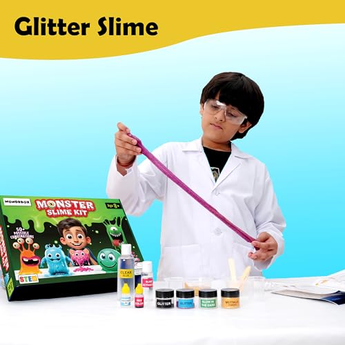 Image of WONDRBOX Super Slime Science Experiment Kit for Ages 6 8 10 12 Year | Birthday Gifts Ideas | STEM School Project Learning Toy for Kids 8 9 10 11 12