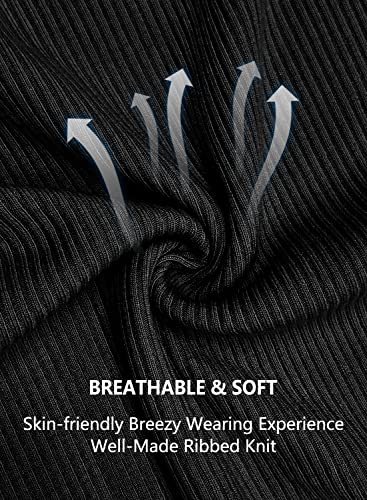 Dorose Women Tank Tops Summer Sleeveless Basic Cami Top Shirt Slim Knit Blouses Black #TOP2