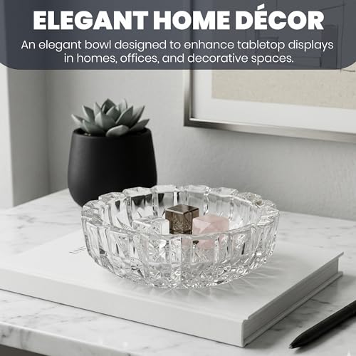 Image of Elegant Crystal Glass Bowl for Vastu & Feng Shui | Decorative Transparent Glass Tray for Home, Office, Dining Table & Positive Energy Decor | Good Luck & Prosperity Gift Item | Pack of 2