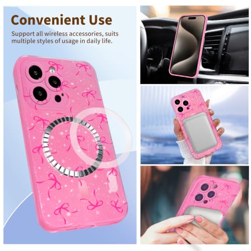 Coque iPhone 16 Pro Max Magsafe paillettes rose fluo - 3