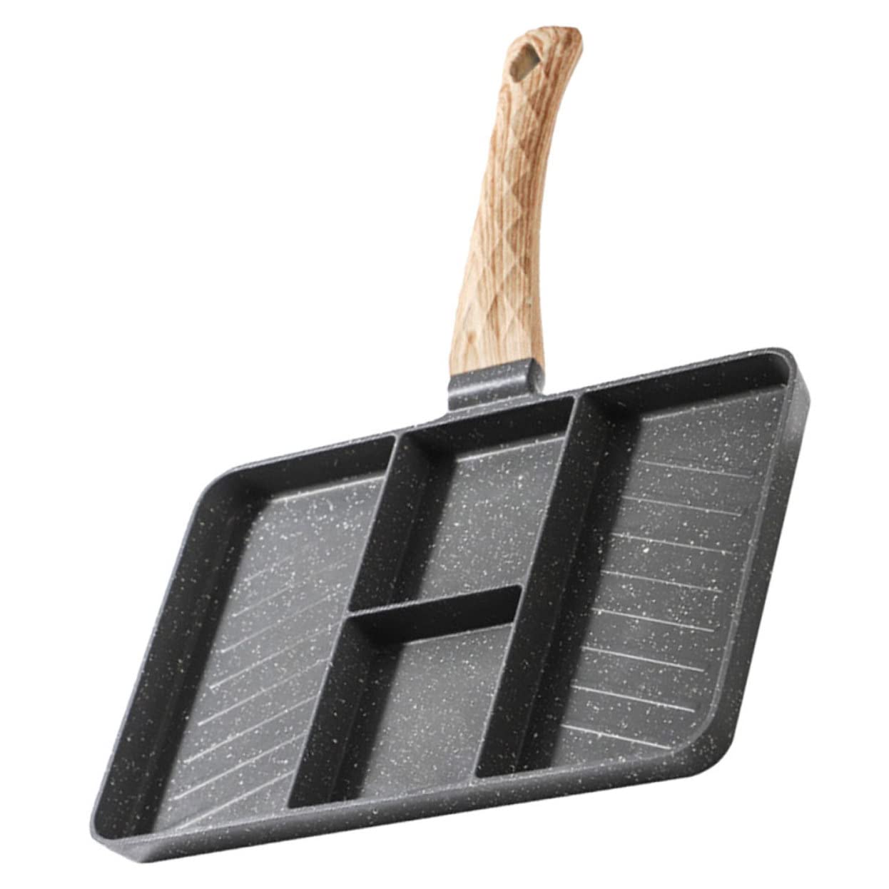 OFFSCH Multi Function Non Stick Frying Pan Ergonomic Egg Steak Skillet for Breakfast Easy Clean Design Convenient for Cooking Bacon Eggs Sausage More Random Black Handle Style