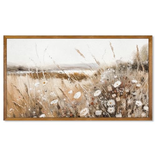 Large Framed Wall Art for Living Room,Spring Wildflower Field Landscape