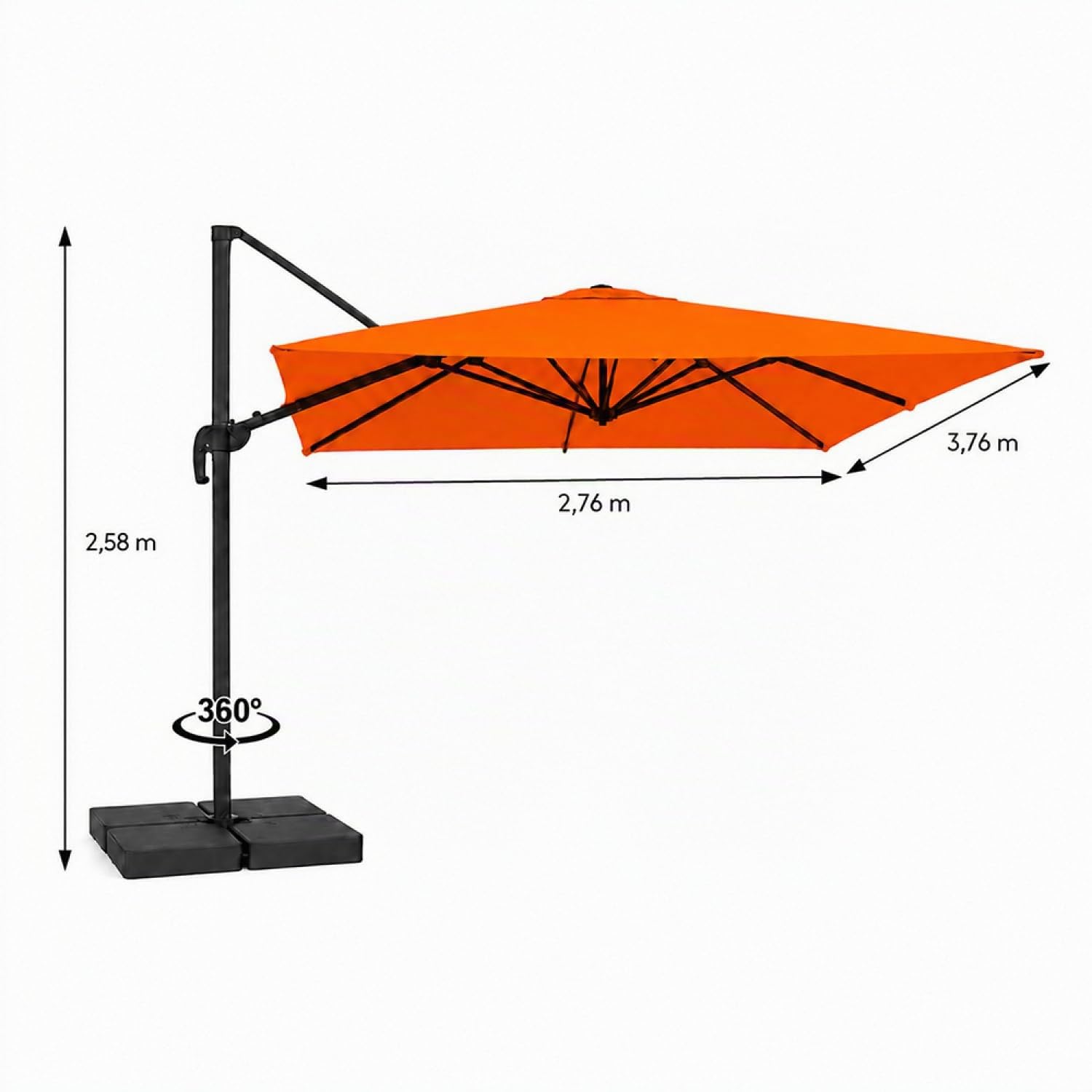 CONCEPT USINE | Parasol Déporté Rotatif Rectangulaire CEZIR