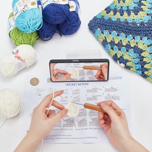 Kit crochet debutant complet de sac bleu avec tutoriel pas à pas - 5