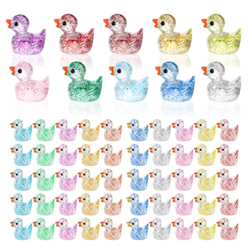 HOTTuoHong Tiny Ducks, Mini Resin Miniature Duck Figures for Craft, Dollhouse & Home Decorations