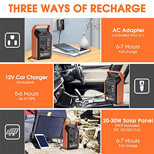 Takki Portable Camping Power Station with Lantern, 22500mAh Solar Generator with Peak 120W/110V AC Outlet USB Port, Laptop Charger Power Supply for Camping Home Emergency