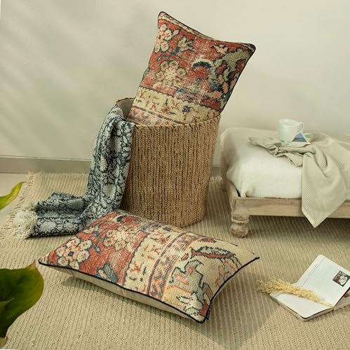 Geometric Bohemian Kilim Ethnic Throw Pillow Covers, Set of 2, 16" x 24"