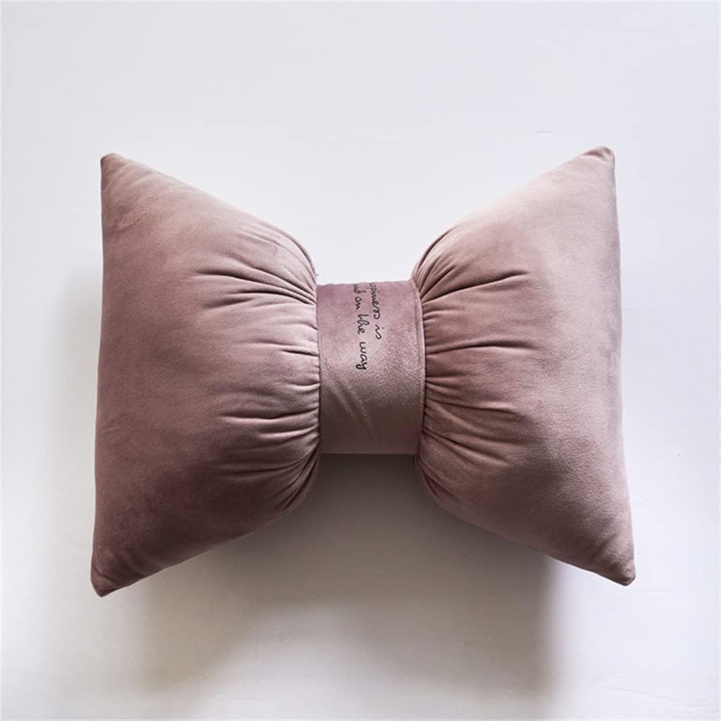 HBJWOV Decorative Bow Pillow with Filling Velvet Back Neck Rest Support Knot Home Decor Soft Travel Bed Sofa(D)