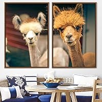 2 Piece Framed Canvas Wall Art Alpaca Canvas Prints Home Artwork Decoration for Living Room,Bedroom - 16