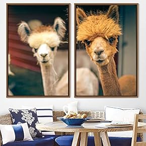signwin 2 Piece Framed Canvas Wall Art Alpaca...