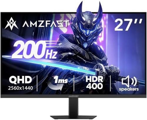 Amzfast AMZG27F5Q Gaming Monitor 27 Inch 200Hz, WQHD 2K 2560 x 14...