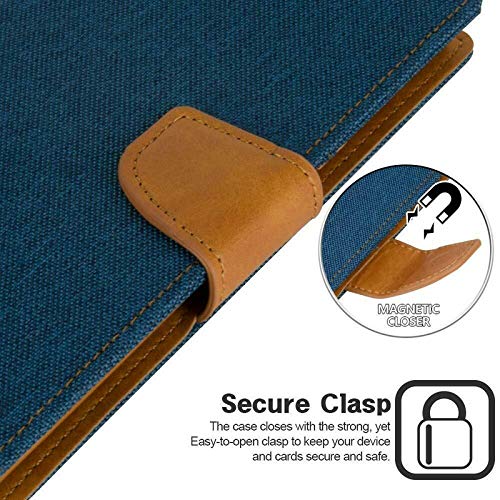 Image of ClickCase Canvas Series for Samsung Galaxy S24 FE 5G Cloth & Pu Leather Wallet Flip Case Kick Stand Magnetic Closure Flip Cover for Samsung Galaxy S24 FE 5G (Blue)