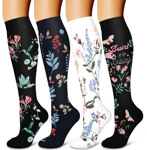 Image of Laite Hebe 4 Pairs-Compression Socks for Women&Men Circulation-Best Support for Nurses,Running,Athletic