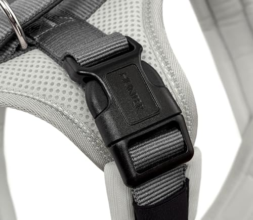 Hunter Hundegeschirr Maldon UP, Farbe: hellgrau/grau, weich gepolstert & komfortabel, stark reflektierend durch 3M Scotchlite, 4-Fach verstellbar, mit gepolstertem Griff (ab S-M), Größe: XS-S