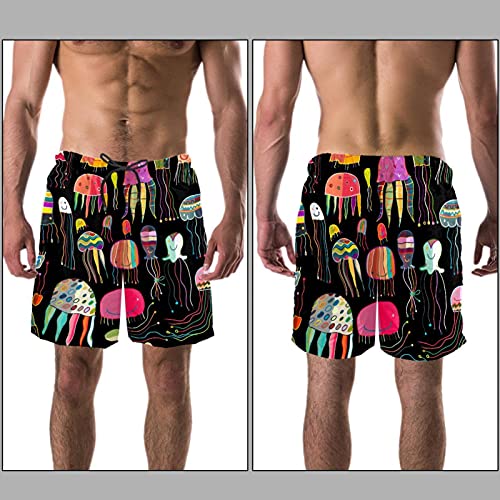 Short de bain avec motif méduse multicolore et doublure maille séchage rapide