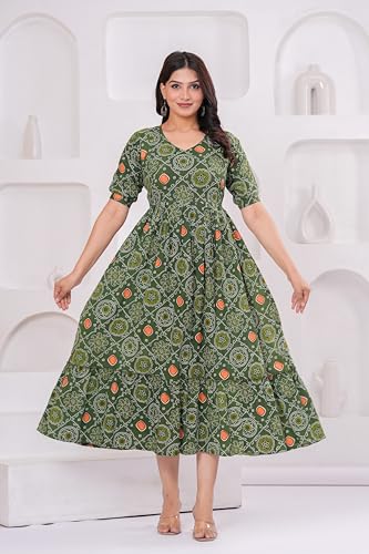 Image of Stylish Women's Pure Cotton All Over Printed Kurti Gown, Maternity Dress, and Feeding Dress - Comfortable and Elegant Maternity Wear for Women