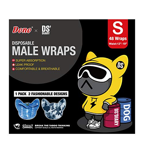 Image of Dono Dog Diapers Male Disposable Male Dog Wraps, Wider Doggie Puppy Diapers Male Belly Bands, Super Absorbent, Leak-Proof Fit, Excitable Urination, Incontinence, Small 48ct