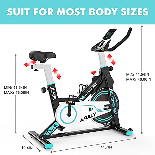 Afully Indoor Exercise Bikes Stationary Fitness Bike Upright Cycling Belt Drive with Adjustable Resistance, LCD Monitor