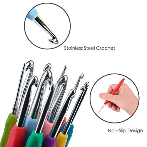 Image of VERAT 8 Pcs Crochet Set /Crochet Hook /Knitting Accessories /Stitching Material /Tools for Tailoring /Needle and Thread Box /Ergonomic Crochet Hooks Set /Crochets for Arthritic Hands /Craft /Nice Gift for Women