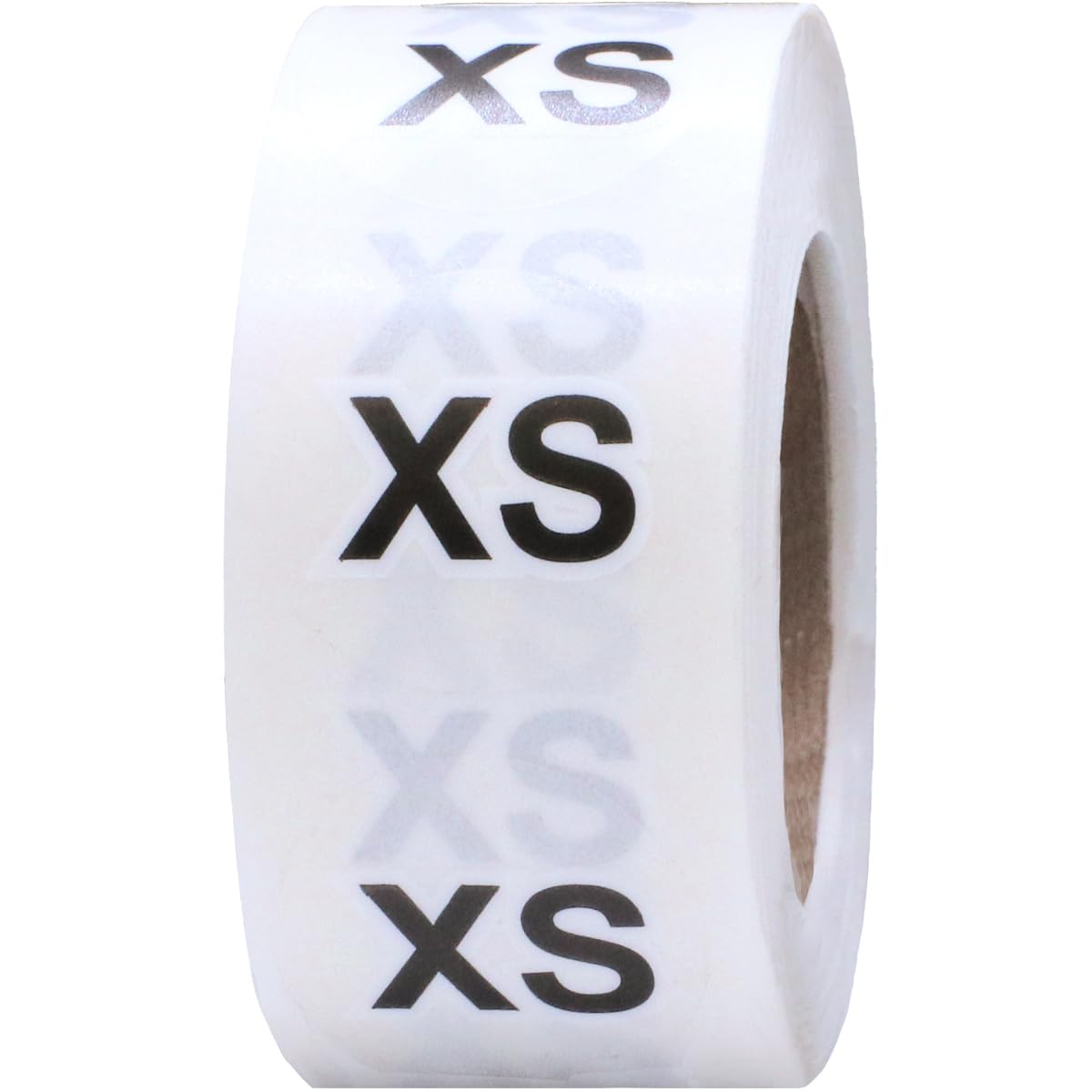 Clear Circle Extra Small XS Clothing Size Stickers - 3/4 Inch Round, 500 Clear Plastic Adhesive Labels Per Roll for Retail Apparel, Clothing