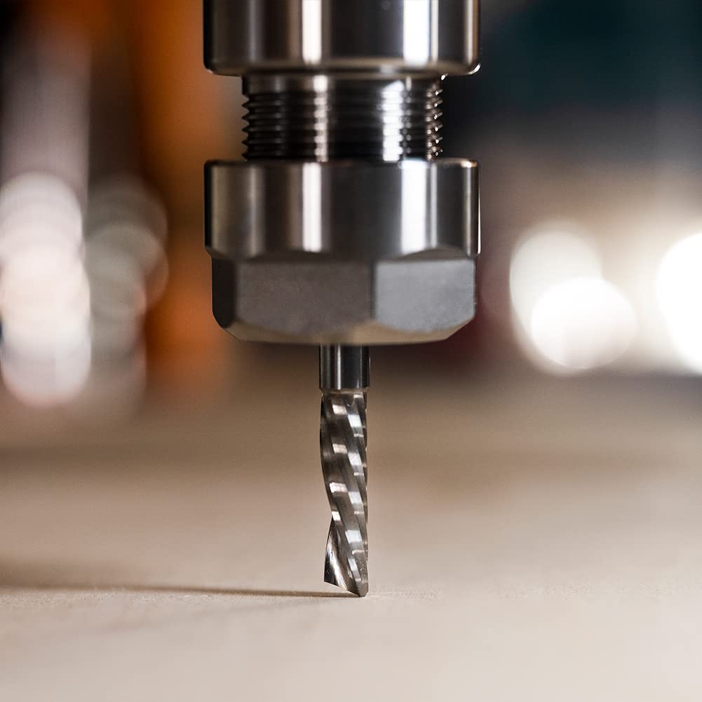 SpeTool 5 Pièces Fraise Spirale 1 dent 6mm x 22mm Fraise CNC Defonceuse Hélicoïdale Unique Flûte Fraise pour Aluminium Acrylique Plastique et PVC