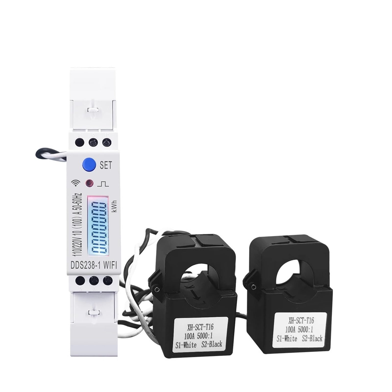 100 A, 18 mm, 2-fazowy, 3 przewody, inteligentny miernik energii, monitor zużycia energii, watomierz 110 V + 110 V, 1 sztuka