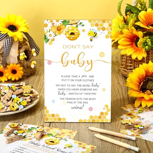 Image of Patelai 321 Pcs Honey Bee Baby Shower Decorations a Little Honey Is on The Way Baby Shower Games 5 Sets Serve 50 Guests for Bee Themed Gender Reveal Party Decorations Supplies