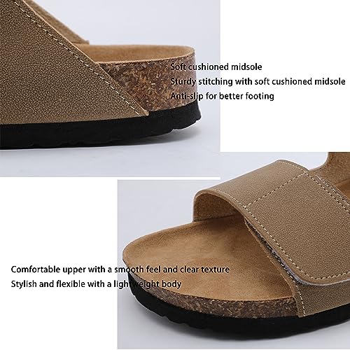 GHYUBYER Slippers for Men Summer Beach Open Toe，Men’s Cow Suede Leather Slide Sandals，2-Strap Adjustable Buckle (Color : Black, Size : 43EU)3