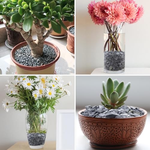 Image of 5lbs Grey Pebbles for Landscaping, 3 /8inch Small Rocks for Succulent Cactus Plants, Natural Polished Pebbles, River Rocks for Plants, Vases, Garden