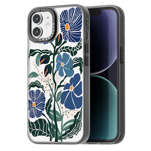 Coque iPhone 12 motif imprimé girly passiflora protection de téléphone portable 6.1 pouces noir