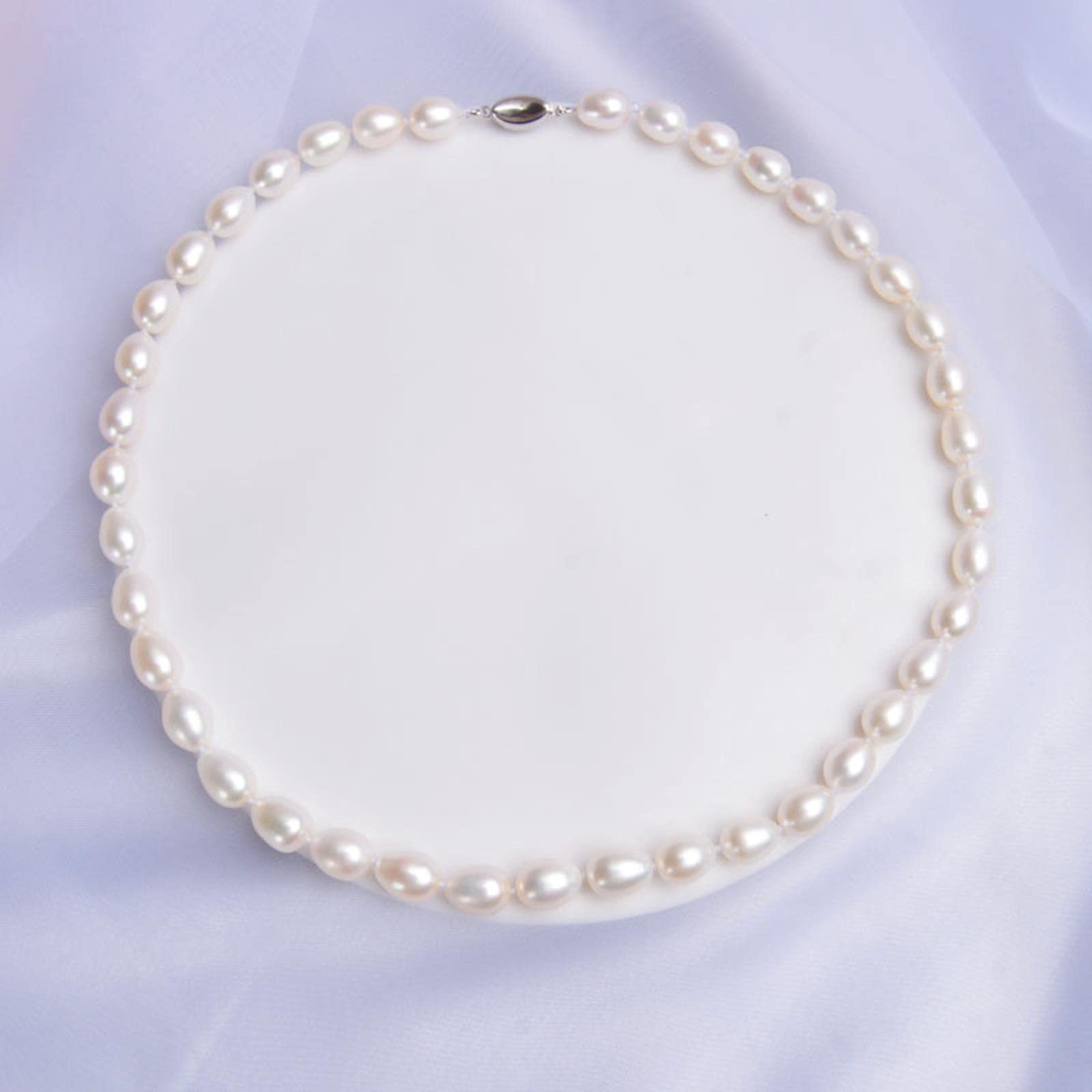 LOKILOKI Collares De Perlas De Agua Dulce Naturales De 8-9 Mm Plata De Ley 925 para Mujeres Joyería Vintage De Boda