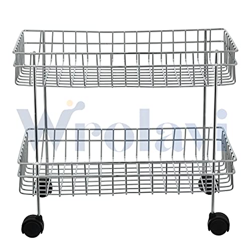Image of Zinbell Fruit and Vegetable Basket Kitchen Trolley Modern Onion Potato Kitchen Storage Stainless Steel Rack (2 Shelf Trolley)