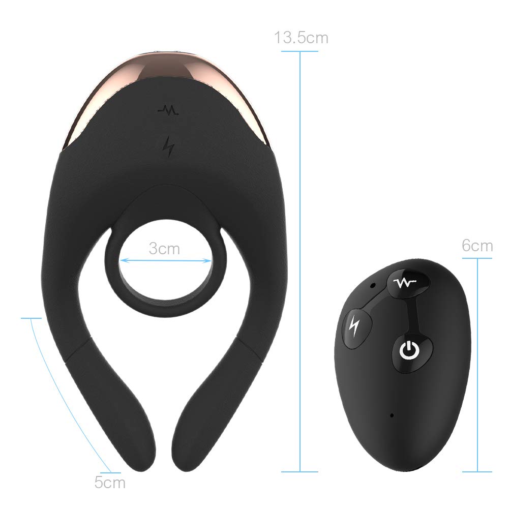 SXOVO 10 Vibración y 10 Electro Estimulación Anillo Pene Eléctrico Shock Parejas Vibrador con Control Remoto, SM Juguetes Sexuales Pene Pezón Punto G Clítoris Masajeador