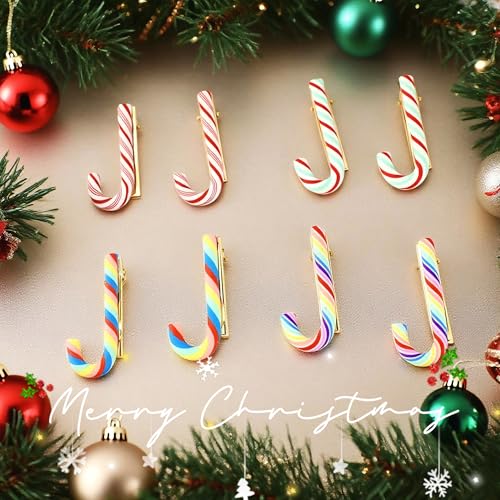 Pinzas de cabello navideñas 8 pcs bastones de caramelo miniatura 2